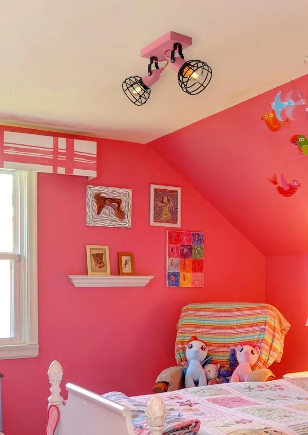 Lucide POLA - Spot plafond Chambres d'enfant - 2xE27 - Rose - ambiance 2